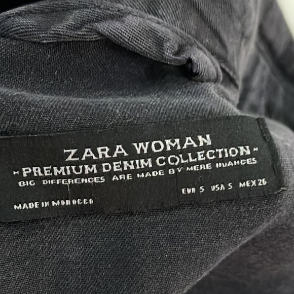 Zara woman premium denim black high low soft ladies 3/4 snap button down top - Picture 12 of 12